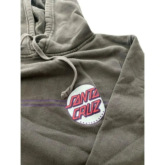 Santa Cruz Skateboards Brown Long Sleeve Drawstring Activewear Hoodies small - Picture 3 of 6